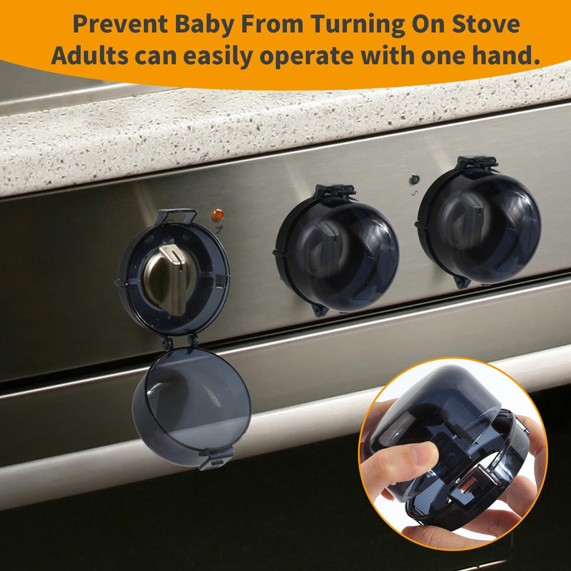 [Australia] - 5 + 1 Packs Stove Knob Safety Covers for Child, Childproof Oven Door Lock, Baby Proofing Kitchen Gas Range Oven Knobs Locks, Black 