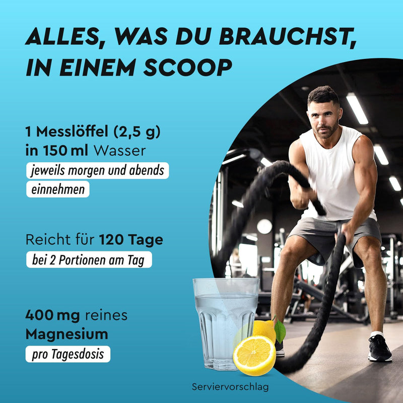 [Australia] - Magnesium complex powder 600g - High dosage with bisglycinate, citrate & malate - Fast solubility - For muscles, nerves & electrolyte balance* - Lemon flavor - 100% pure and laboratory tested 