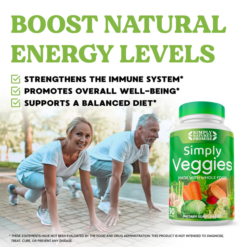 [Australia] - Simply Nature's Promise - 90 Veggie Capsules - Made with Whole Food Superfoods, Packed with Beta Carotene & 18 Different Vegetables - 100% Soy Free 