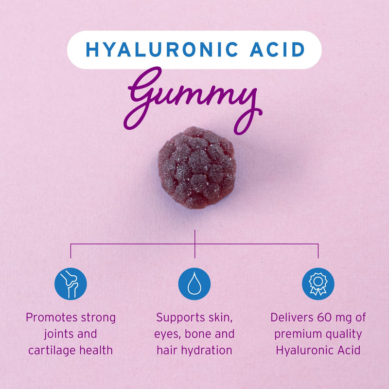 Hyalogic Chewy HA Gummies Mixed Berry Flavor Hyaluronic Acid Gummies – Gluten-Free Gummy Vitamins for Adults - HA Supplement for Joints, Skin & Eyes –60 Count (120 mg) 60 Count (Pack of 1)