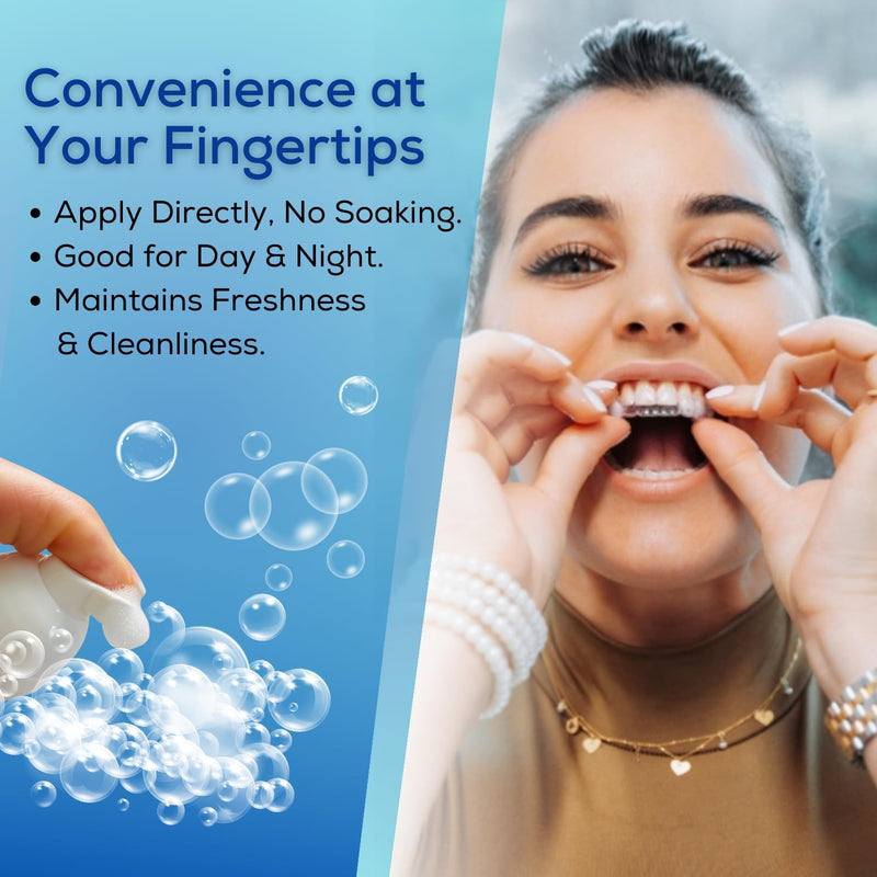 [Australia] - White Foam Retainer Cleaner – New Whitening Formula for Aligners, Retainers, Nightguards, Braces & Dentures – Super Minty for Invisalign, Essix, Hawley Trays – 50ml – Ideal for Gifting 