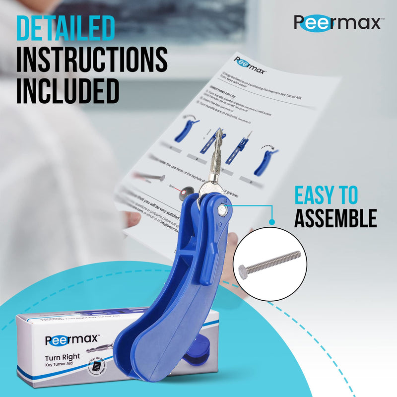 [Australia] - Turn Right Key Turner Aid for people with arthritis or weak hand Grip | assist devices for elderly and seniors key holder tools for hands | aids for disabled or handicapped | fits 3 keys (1) 1 