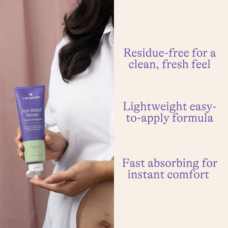 [Australia] - Lansinoh Anti-Itch Serum for Pregnant Moms, Itchy Skin Care, Cream for Pregnancy, Prenatal & Postnatal Skin Care, Safe for First Trimester, Pregnancy Essentials, 4.4 Ounces 
