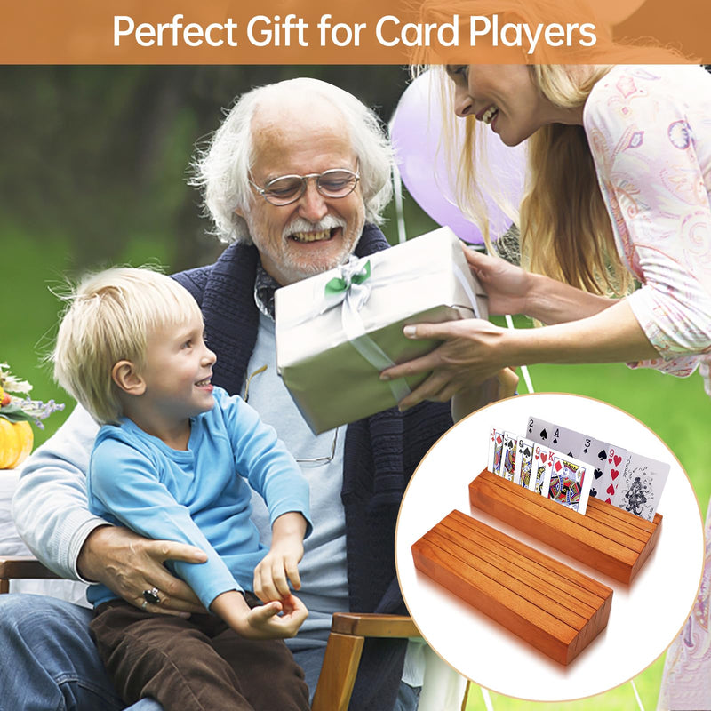 [Australia] - Playing Card Holders Deck Stand, Play Cards Holder for Kids or Elder People, Hands-Free Wood Holder Racks,Tray for Organizing Cards (2 Pack) 2 Pack 