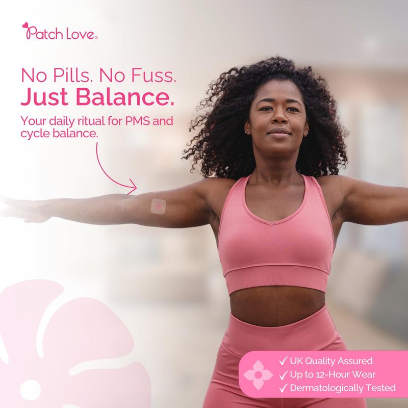 Cycle & Mood Balance Patches for Women - Daily Wearable Patch with CohoshMax Complex, Passion Flower, Damiana & Gotu Kola - Hormone Balance Support - Vegan - 15 Patches - Made in UK