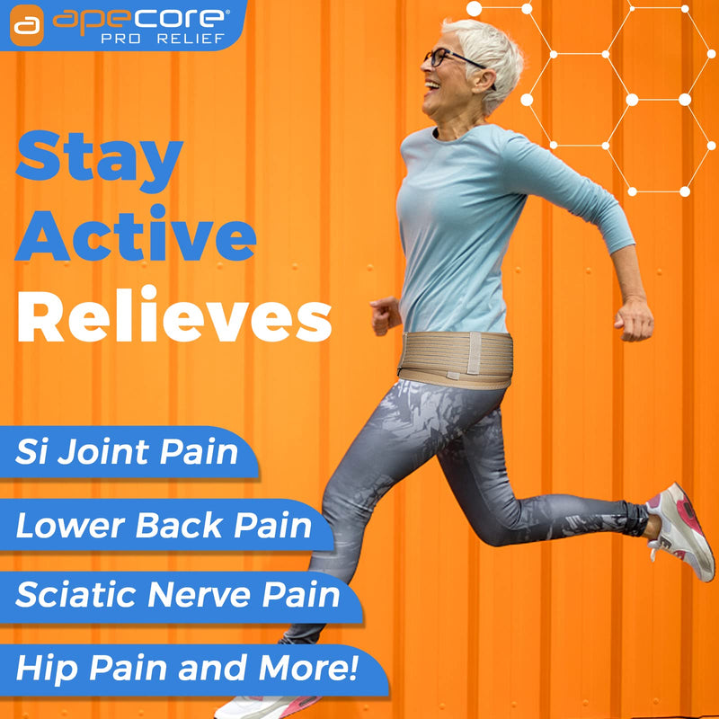 Sacroiliac SI Joint Hip Belt - Lower Back Support Brace for Women and Men - Hip Brace for Hip Pain - Pelvic Support Belt - Trochanteric Belt - Sciatica Pelvis Lumbar Pain Relief Nude XL/XXL (Fits Hip Size 46 Inch - 55 Inch)