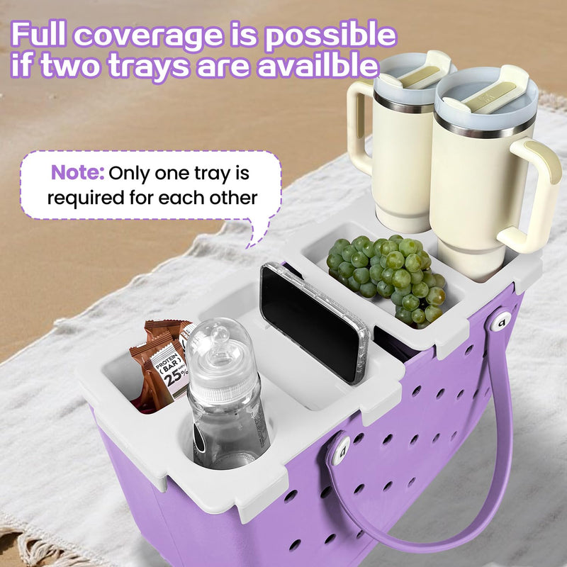 XYFuuee Replacement Strap Wrap& Top Cup Holder Tray for Bogg Bag, Must Have Beach Rubber Tote Bag Accessories, Adjustable Crossbody Shoulder Long Straps, Instant Table, Free Your Hand
