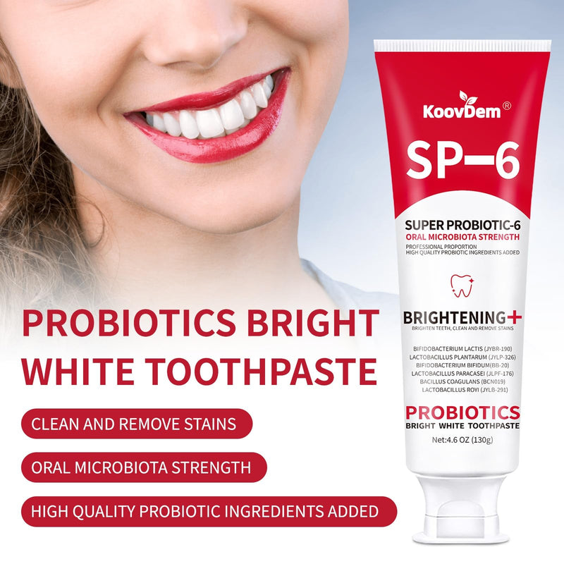 [Australia] - 2025 New Sp-6 Probiotics Whitening Toothpaste-Fluoride-Free, Enhanced Formula with 6 Probiotics for Gum Care & Fresh Breath, Fresh Mint Flavor(2PC)（Blue+Red） 2pc-mix 