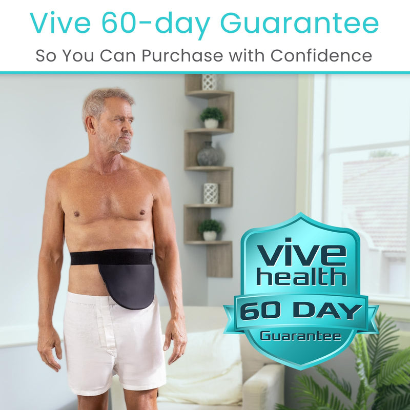 [Australia] - Vive Ostomy Belt for Men & Women - Adjustable Belt for Colostomy, Ileostomy, Urostomy, Ostomy Supplies - Waterproof & Odorless Abdominal Bag Cover - Stoma Guard (Black) Black 