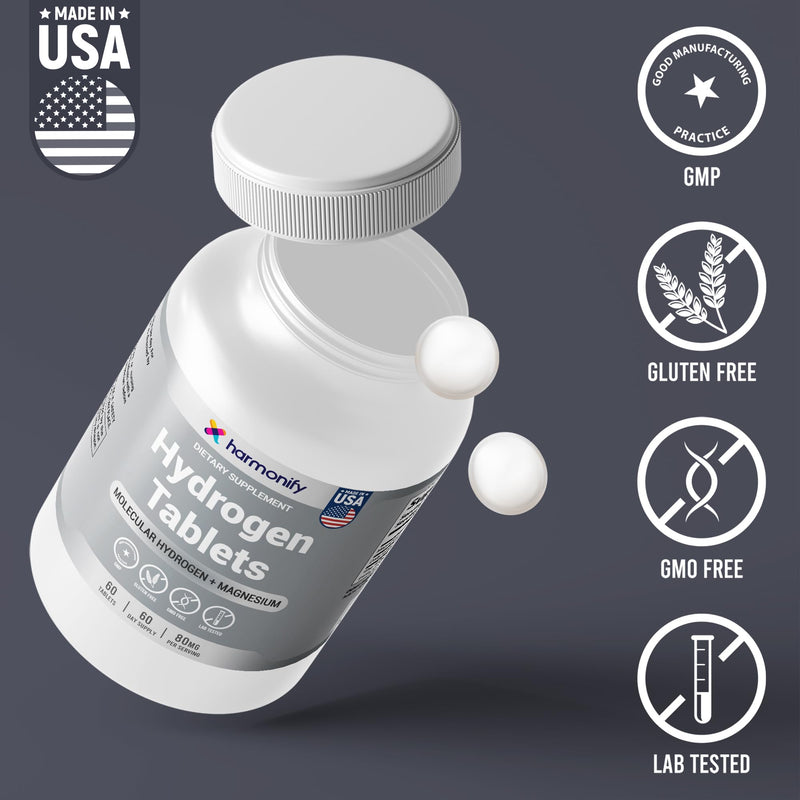 Hydrogen Water Tablets for Drinking Water - Molecular Hydrogen + Magnesium for Cellular Health, Antioxidant Support & Energy - 60 H2 Tabs