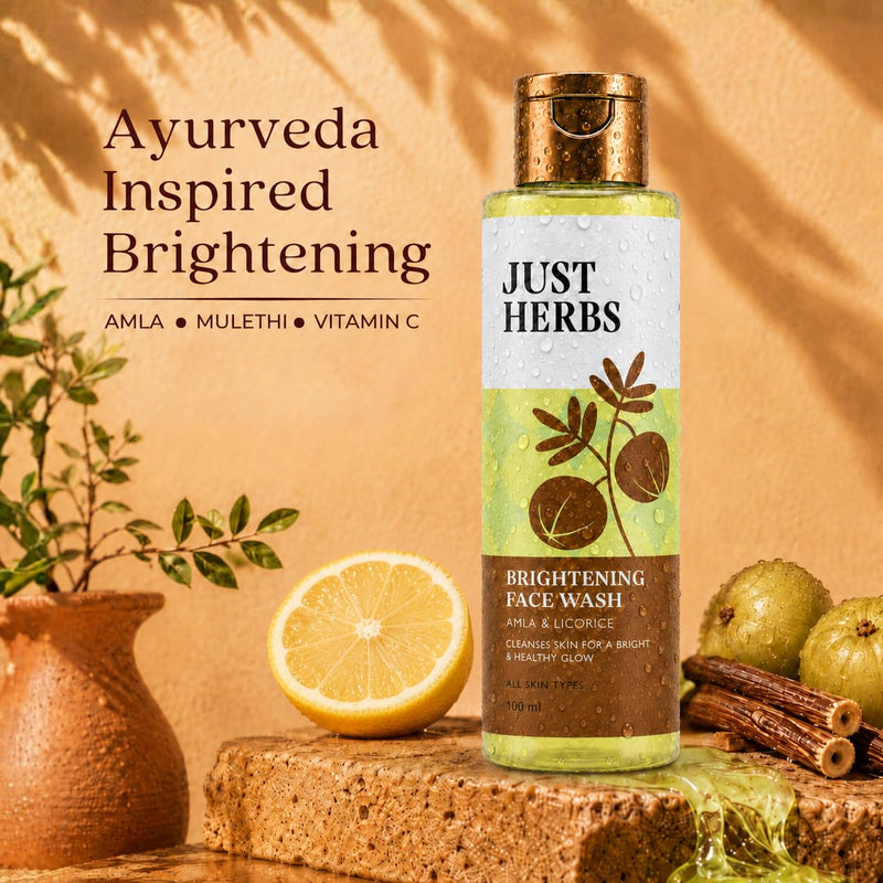 Just Herbs Skin-Rejuvenating Ayurvedic Face Wash Cleanser Powered with Vitamin C, Amla & Liquorice Root for Skin Hydration, Hyperpigmentation & maintains pH level - 100 ML