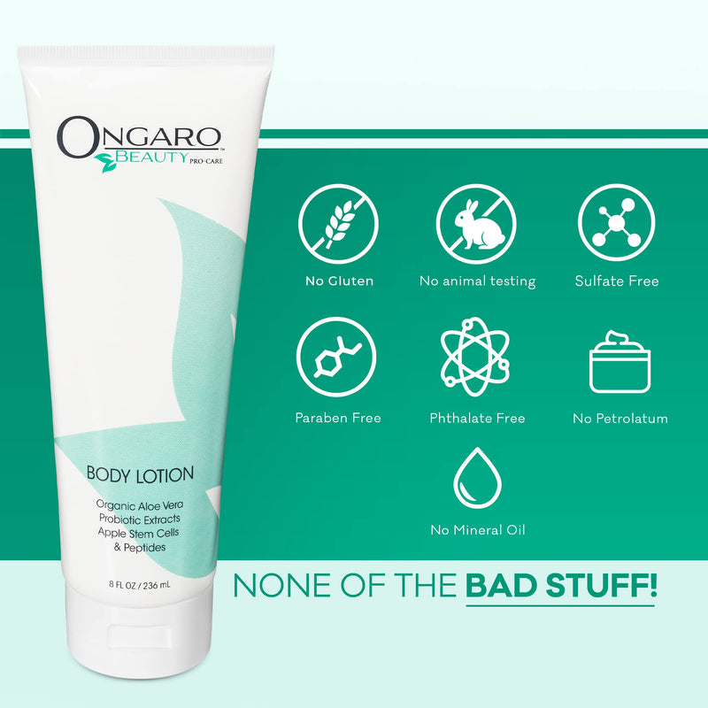 Ongaro Beauty Organic Body Lotion - Body Moisturizer Skin Lotion, Probiotic Lotion w/Aloe Vera, Cocoa Butter, Hyaluronic Acid, Shea Butter & Vitamin E, Lightweight, All Skin Types 8fl oz Apricot Citrus