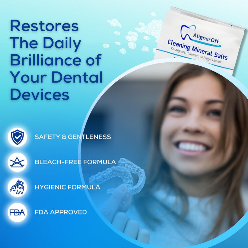 [Australia] - Cleaning Mineral Salts – Cleaner Crystals for Aligners, Retainers, Nightguards, & Dentures– Removes Stains, Plaque & Odors – Daily Safe Formula for Dental Appliances-3g Powder 
