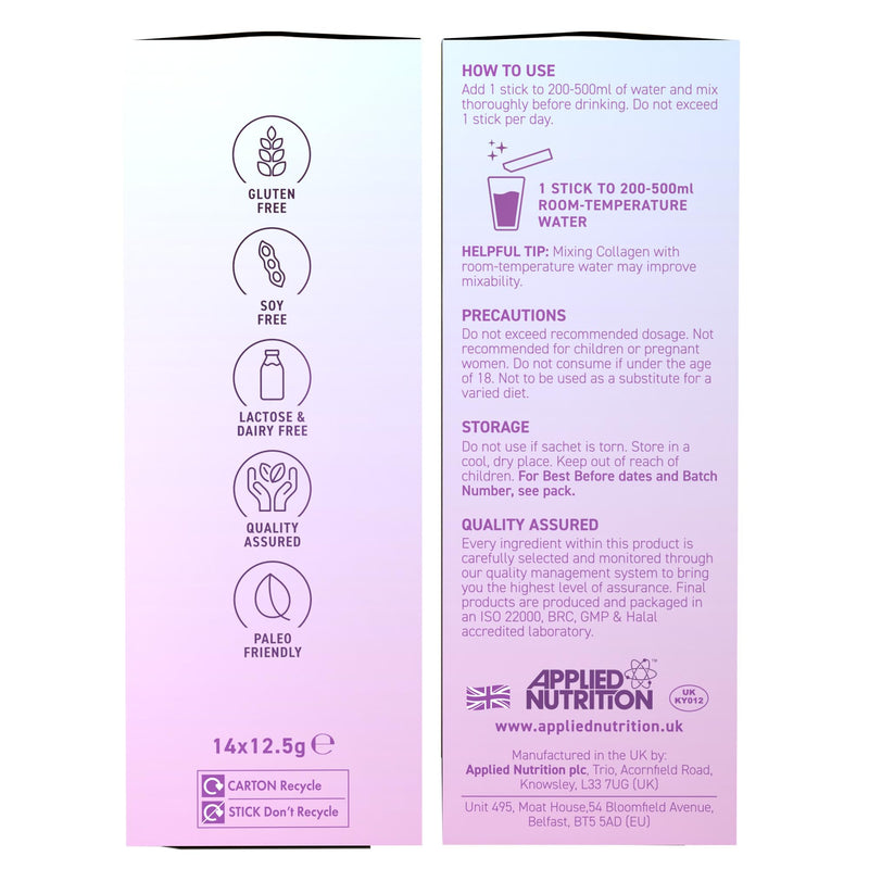 Applied Nutrition - Coleen Rooney - Marine Collagen - Anti-Aging Formula - Best Skin Rejuvenation - Best Joint Support - Radiant Complexion - (14 Sachets - 12.5g Each) (Strawberry) Strawberry