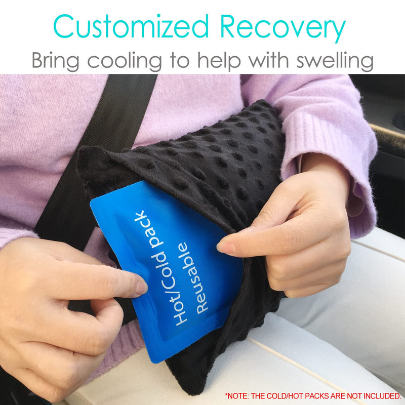 Tiny Hysterectomy Pillow Small Hysterectomy Recovery Must Haves Products Gifts Soft Post Surgery Pillows with Ice Pack Pocket for Abdominal Surgery Cushion Cough Pillow, Minky Dot Black