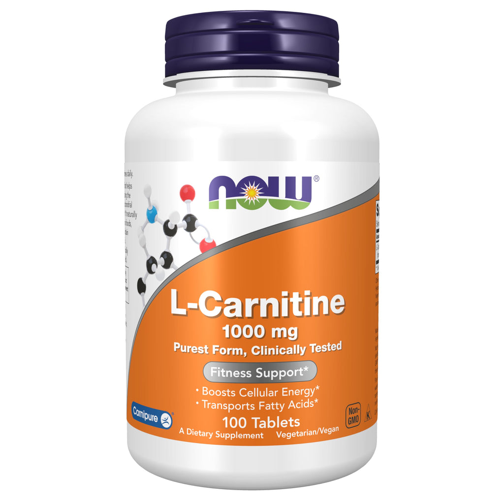 NOW Supplements, L-Carnitine 1,000 mg, Purest Form, Amino Acid, Fitness Support*, 100 Tablets 100 Count (Pack of 1)