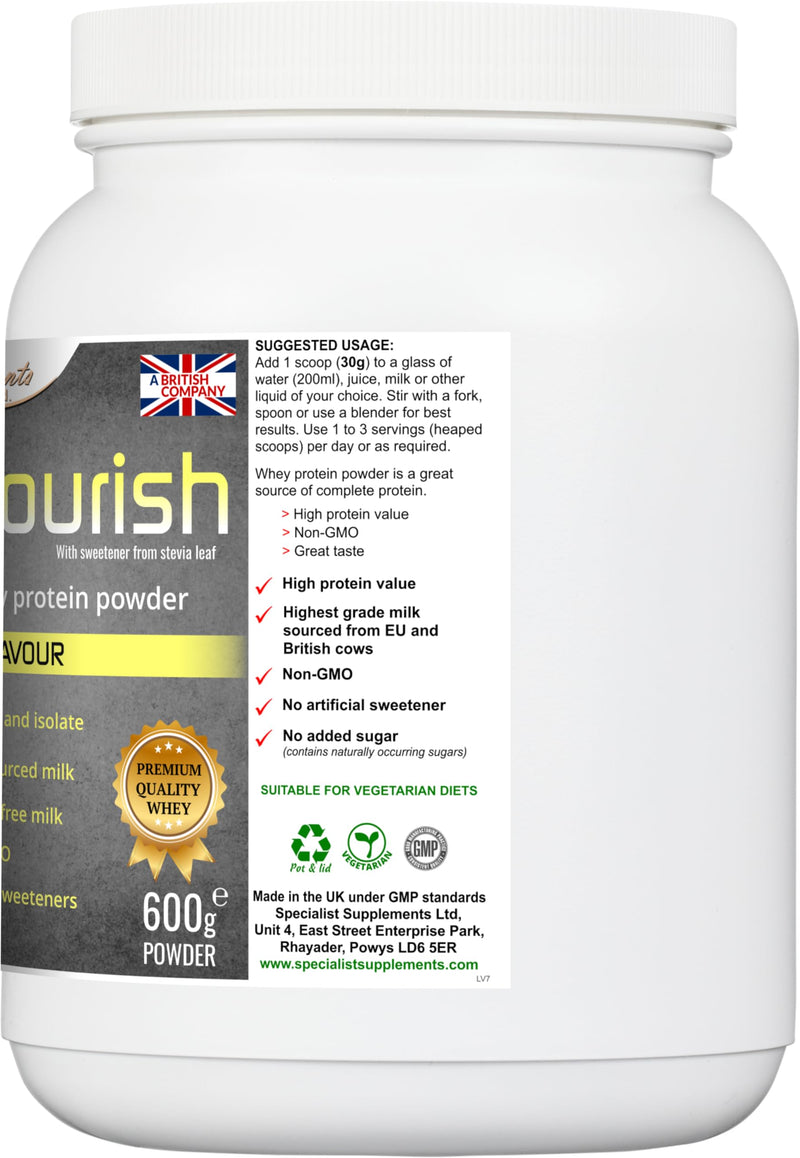 WheyNourish Vanilla Flavour Whey Protein Powder 600g