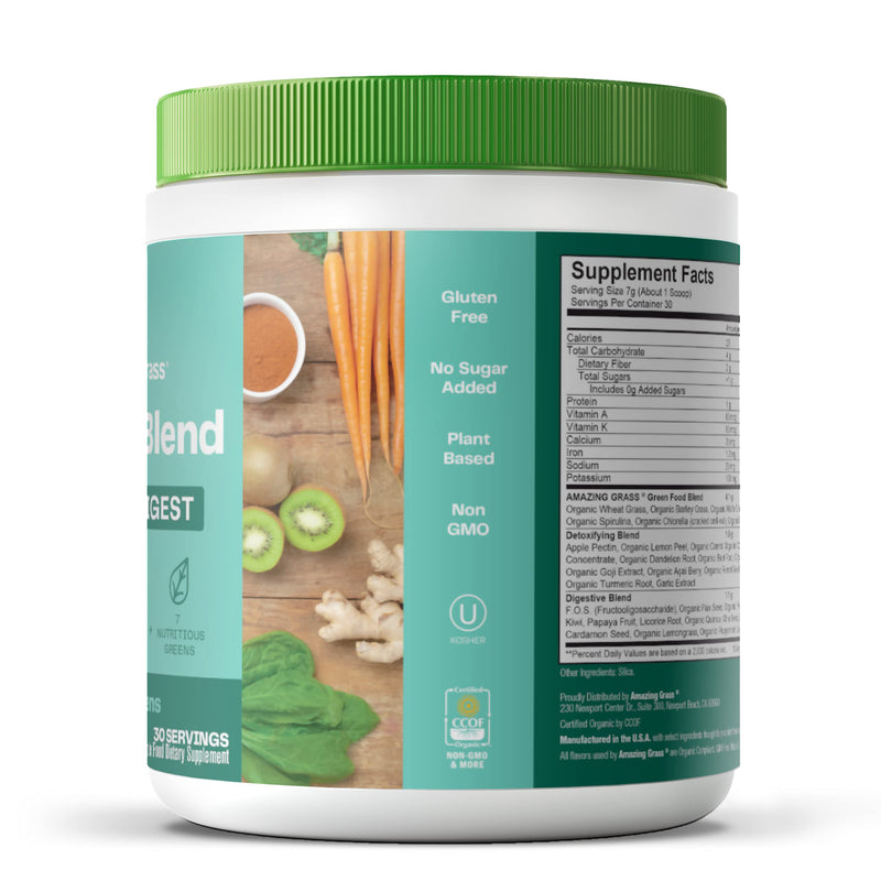 Amazing Grass Greens Blend Detox and Digest Clean Greens, 30 Servings Detox & Digest 7.4 Ounce (Pack of 1)