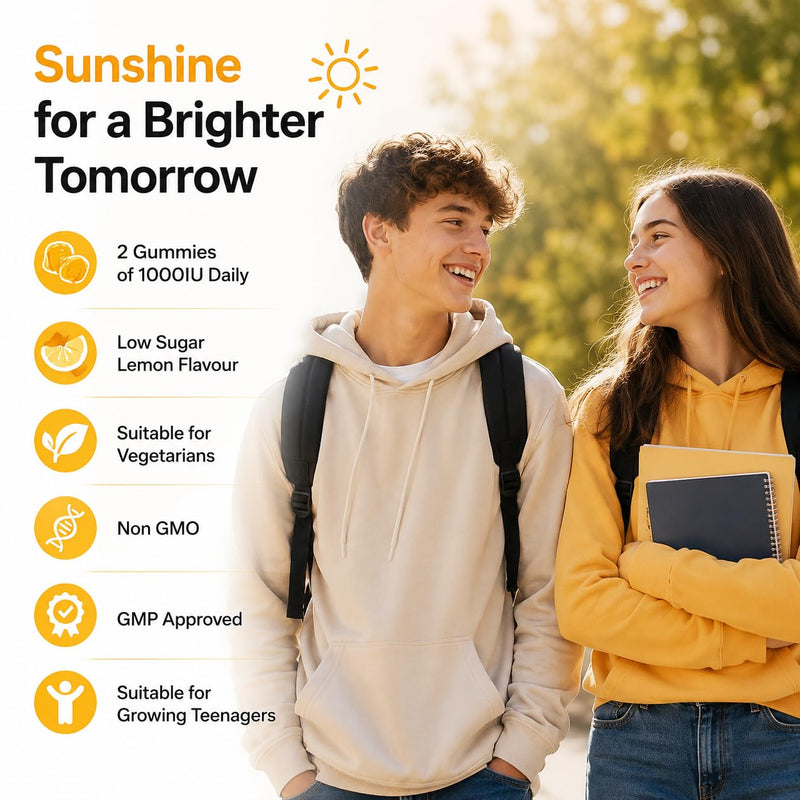 Sunvit-D3 Lemon Vitamin D3 Gummies 2000IU - Vitamin d for Adults & Menopausal Women | Alleviating Back & Muscle Discomfort | Chewable Vitamin D Gummies Suitable for Ages 11 & Above