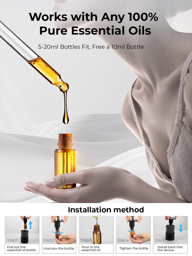 [Australia] - Waterless Essential Oil Diffuser: Battery Mini Scent Diffusers for Home&Car with 8 Color LED Night Light ‚Äî Cool Mist Aroma Machine Deep Black 