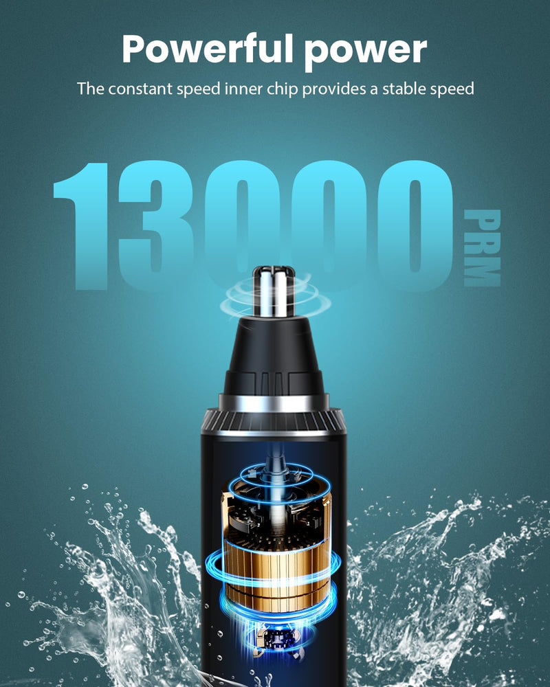 Ear & Nose Hair Trimmer with LED Display for Men Women,Painless USB Rechargeable Eyebrow & Facial & Nose Hair Trimmer Clipper,Professional IPX7 Waterproof Dual Edge Blades 12500 RPM (Black) Black