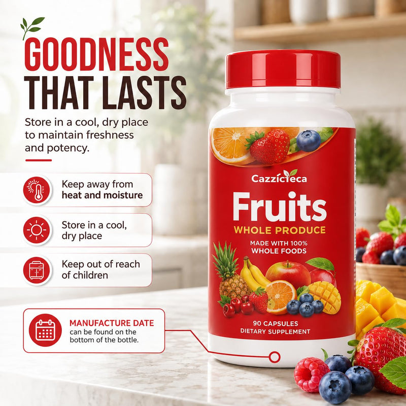Fruit and Veggies Supplement Vitamins for Men and Women - Super Fruits and Veggies Capsules to Support Balanced Nutrition and Energy Levels - Whole Natural Super Foods 90 Count (Pack of 2)
