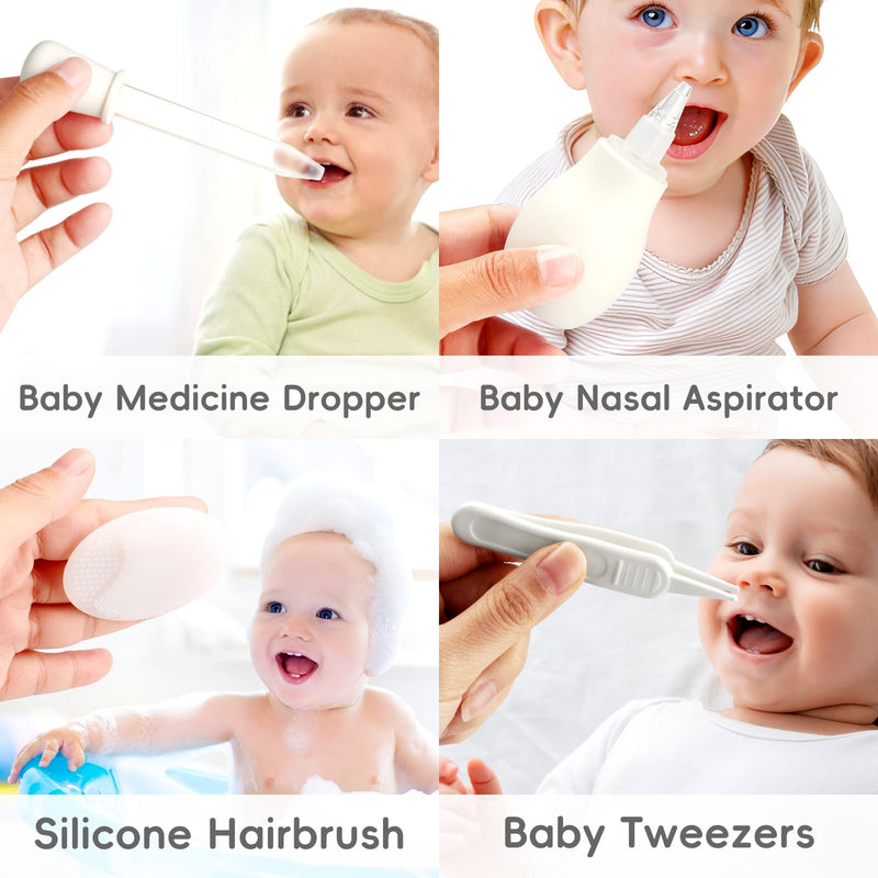 [Australia] - Baby Healthcare and Grooming Kit for Newborn Kids, 24PCS Upgraded Safety Baby Care Kit, Newborn Nursery Health Care Set, Baby Care Product (Grey White) GREY WHITE-24 