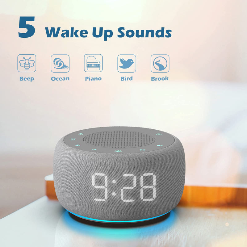 [Australia] - Buffbee Sound Machine & Alarm Clock 2-in-1, 18 Soothing Sound, 7 Night Light, Sleep Timer, Precise 30-Level Volume Control White Noise Machine A-Grey 