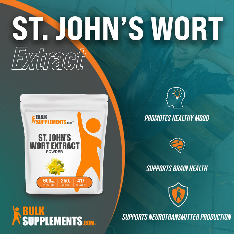 BulkSupplements.com St. John's Wort Extract (250 Grams - 8.8 oz) 8.75 Ounce (Pack of 1)