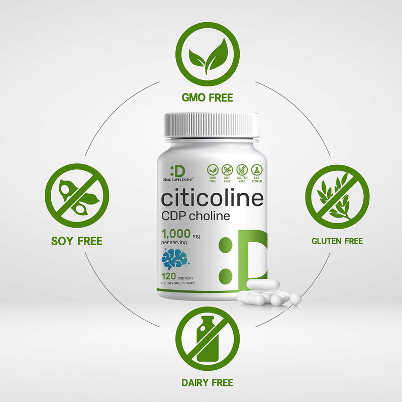 [Australia] - Citicoline CDP Choline, 1,000mg Per Serving, 120 Capsules ‚Äì Extra Strength Choline Supplements ‚Äì Nootropic B Vitamin Properties ‚Äì Promotes Brain Health, Memory, & Focus ‚Äì Non-GMO 