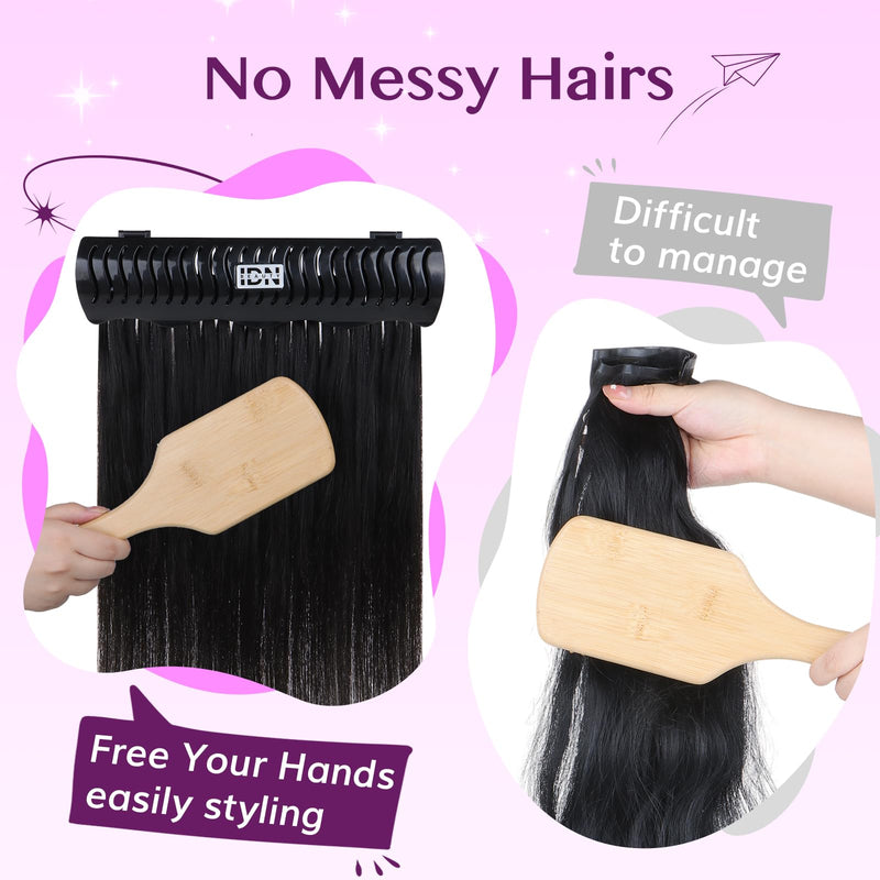 [Australia] - IDN BEAUTY Hair Extension Holder Stand for Styling, 4 Installation Modes With Tool, Black Hair Extension Holder Designed to Securely Hold Your Extensions for Washing, Styling, Packing and Storing 
