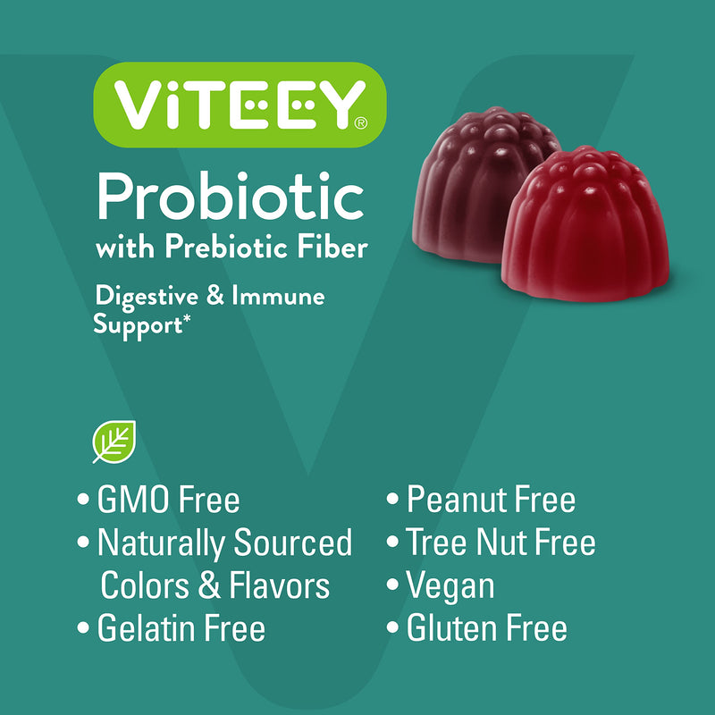 [Australia] - Probiotic Gummies wtih Prebiotics Fiber, Extra Strength 2 Billion CFUs - Prebiotics and Probiotics for Immune & Digestive Support - Vegan, Gelatin Free, GMO Free - Tasty Chewable Berry Flavored Gummy 60 Count (Pack of 2) 