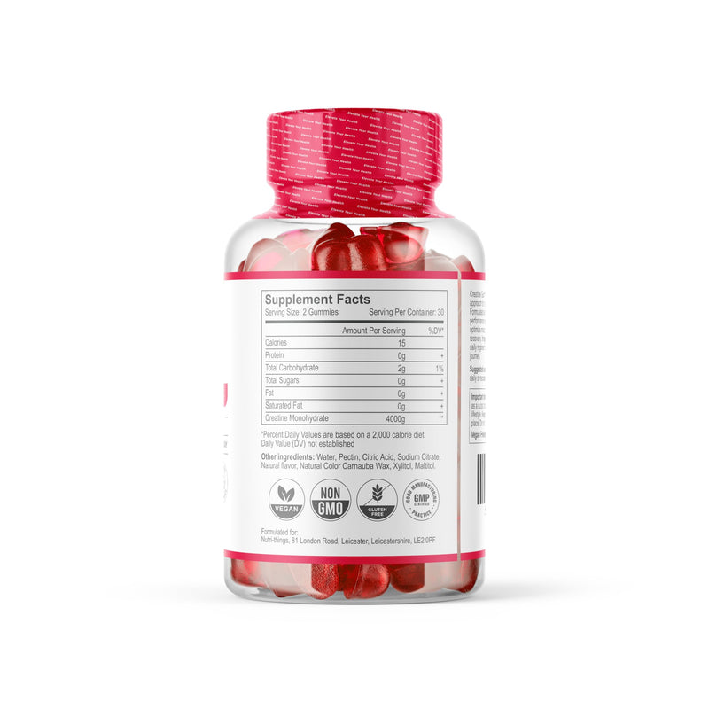 Creatine Gummies - 4000mg Muscle Growth Support - Delicious Strawberry Flavor - Convenient 30-Day Supply (60 Gummies) - Non-GMO, Gluten-Free - Natural Ingredients