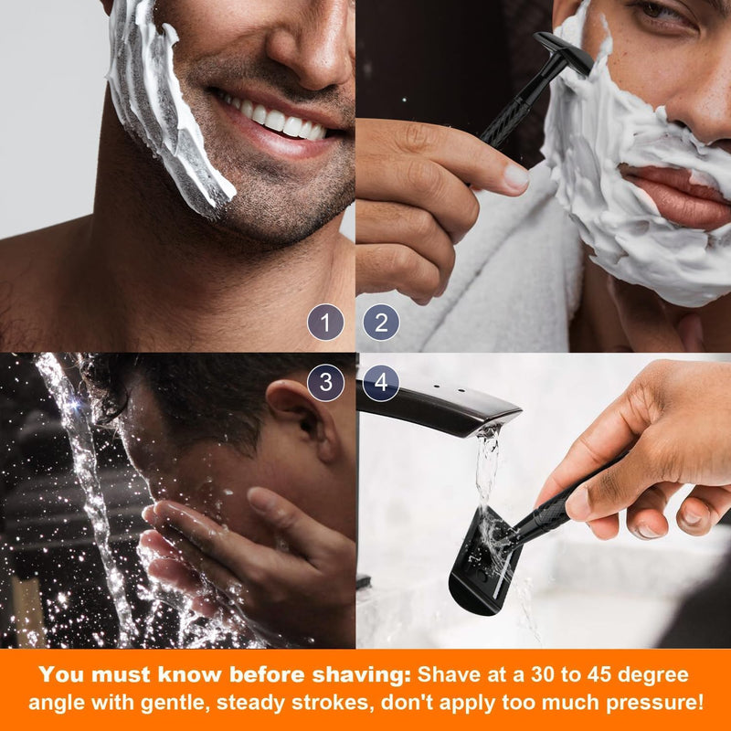 Matte Black Safety Razor and 50 Razor Blades