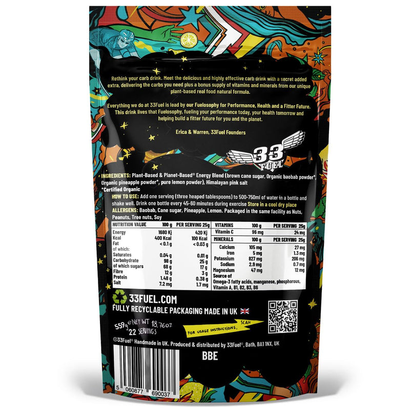 33Fuel Rocket Fuel Carb Drink Powder Mix – UPF-Free, 25-100g Carbs per Litre, Natural Electrolytes, Hydration for Running, Cycling, Endurance Sports