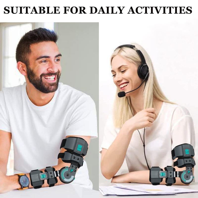 [Australia] - Hinged ROM Elbow Brace, Adjustable Post-Op Splint Stabilizer for Post-Op, Surgery Recovery, Ligament and Tendon Repairs and Dislocation, Left Green 