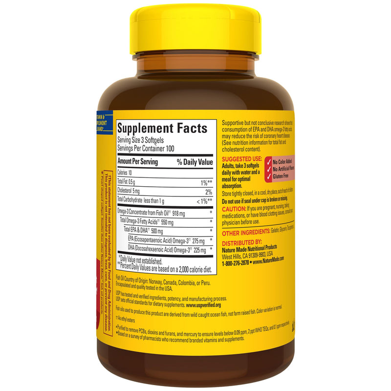 [Australia] - Nature Made Omega 3 Fish Oil Pearls 550 mg per serving, Small Size Fish Oil Supplements as Ethyl Esters, Omega 3 Supplement for Healthy Heart Support, 300 Softgels, 100 Day Supply 300 Count (Pack of 1) 
