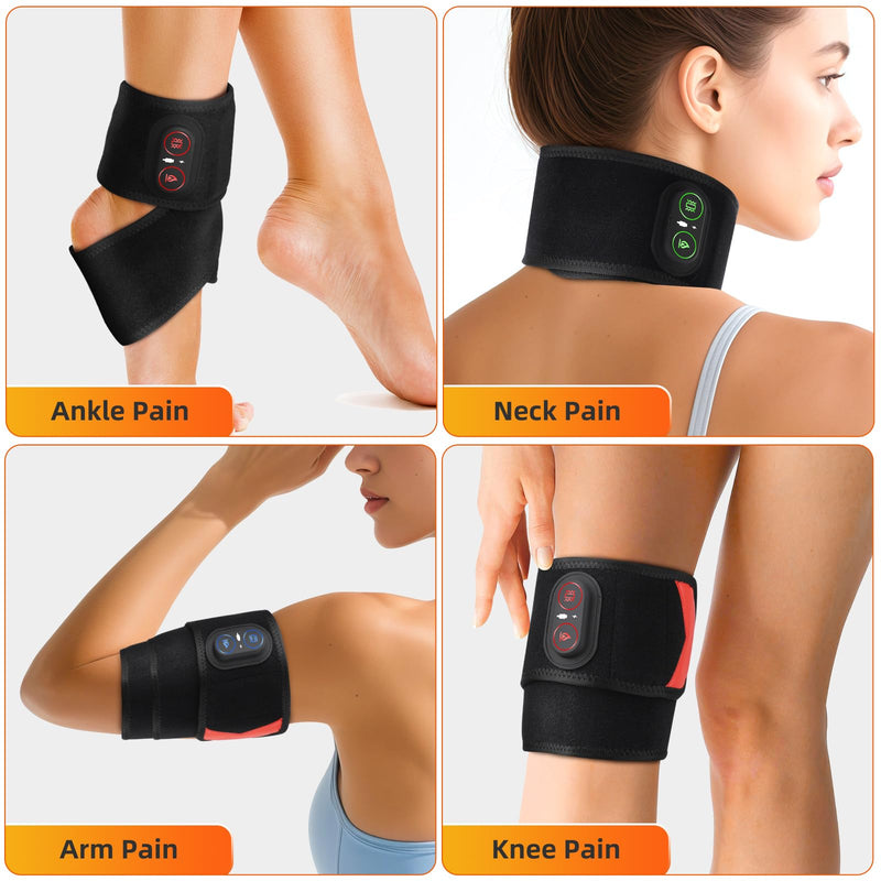 Cordless Wrist Hand Heating Pad Massage for Pain Relief, Rechargeable Heated Wrist Brace for Carpal Tunnel, Red Light Therapy Heated Wrist Massager Wrap for Arthritis, Black