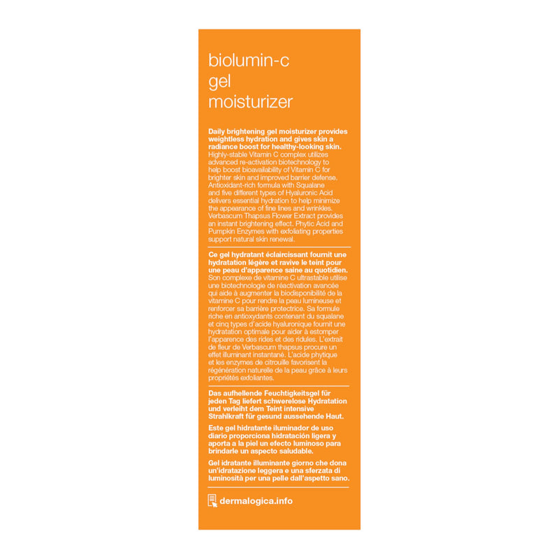 Dermalogica Biolumin-C Gel Moisturizer, 1.7 Fl Oz | Hyaluronic Acid, Vitamin C, Boosts Radiance, Brightens, Weightless Hydration