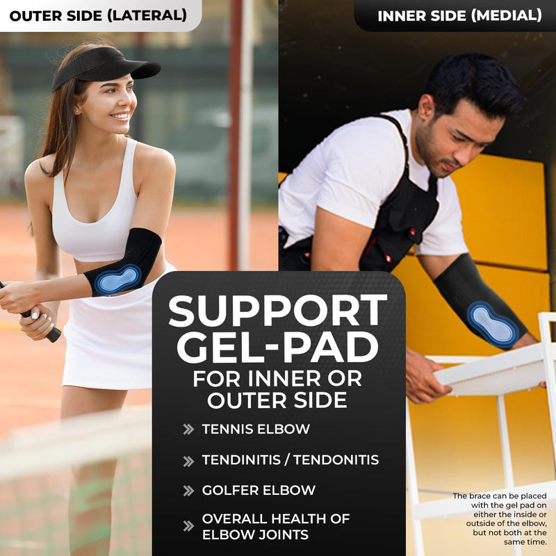 [Australia] - DR. BRACE¬Æ Elite Elbow Brace Support, Breathable Elbow Compression Sleeve with Gel Pad for Golfer's, Tennis Elbow & Tendonitis Treatment & Pain Relief 2024 (Black, Medium) Black 