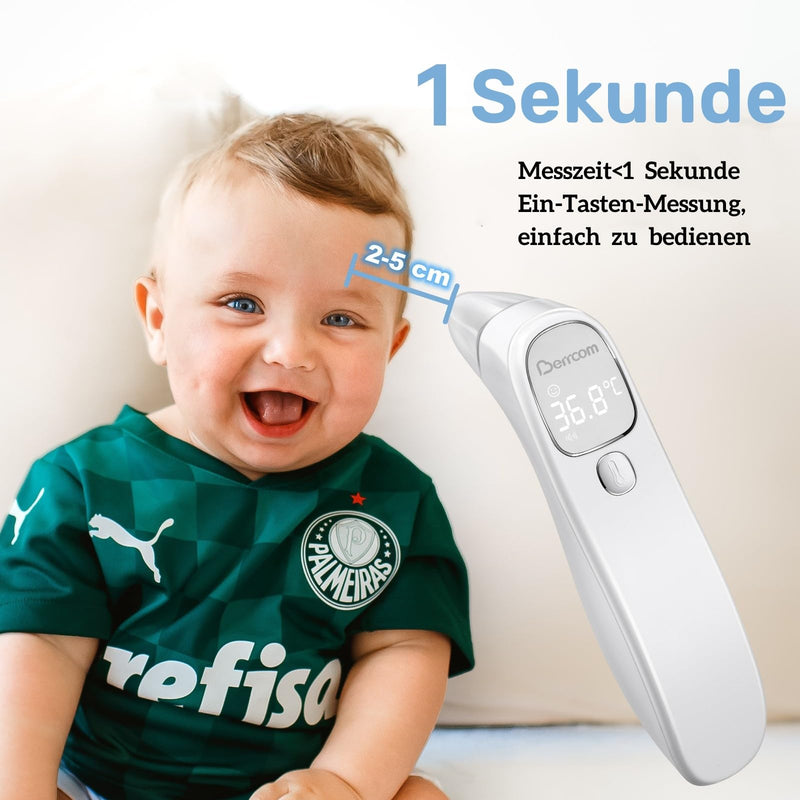 [Australia] - Berrcom Fever Thermometer Contactless Forehead and Ear Thermometer Digital Medical Thermometer Infrared Forehead Thermometer for Baby, Adults with Fever Alarm, °C/°F Switch, Instant Reading 