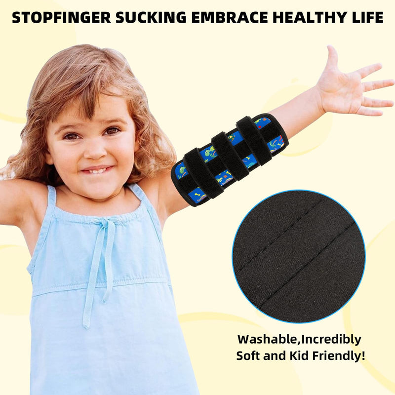 [Australia] - 2 Pcs Thumb Sucking Deterrent, Dinosaur Elbow Thumb Guard for Thumb Sucking, Nail Biting Treatment for Kids Prevention Anti Nose Picking for Boys Girls Finger Sucking Prevention Blue 