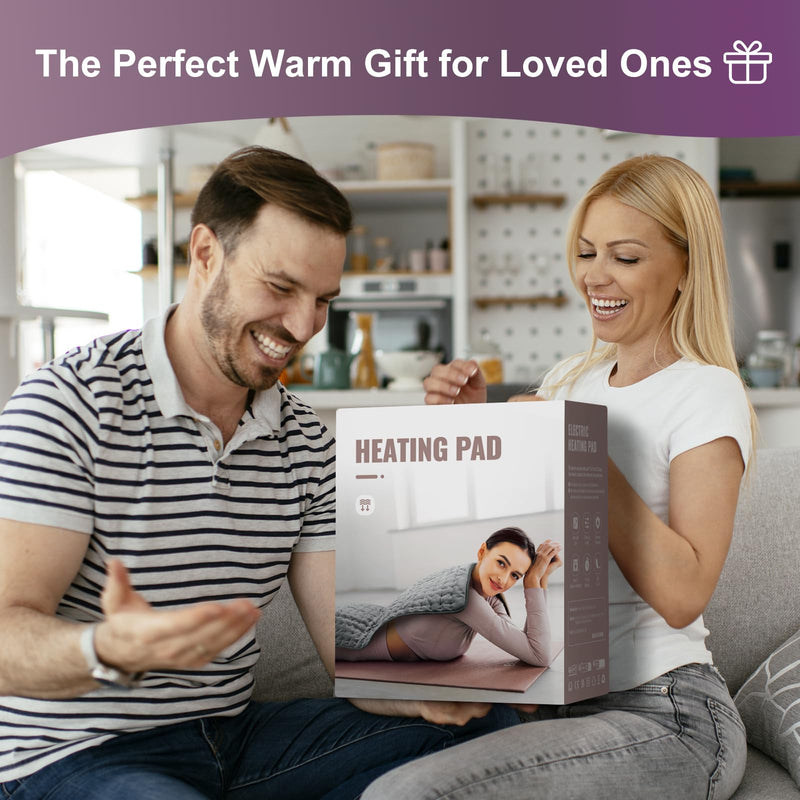 [Australia] - Qfun heating pad with automatic switch-off 100x50cm, extra large heat pad electric, machine washable electric heating pad large xxl for back neck shoulder stomach, 6 temperature levels and 4 timers 100*50CM dark gray 