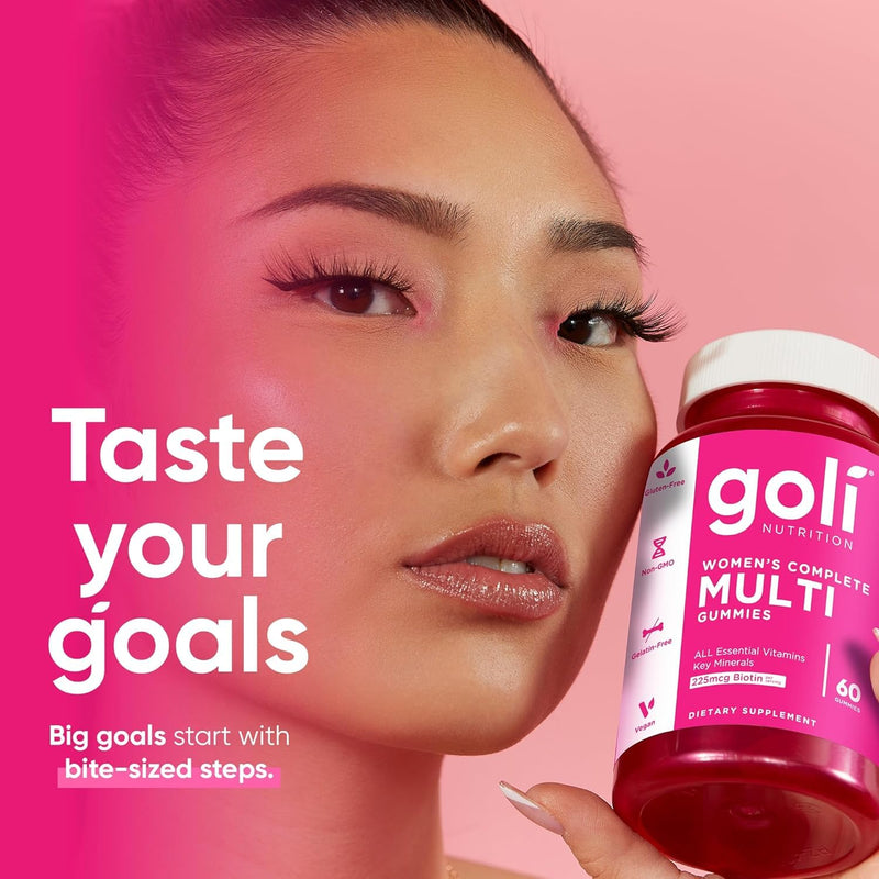 Goli Women's Multi Gummies - Complete Daily Multivitamin with All 13 Essential Vitamins, Biotin, Zinc - Supports Hair, Skin, Nails, Immune System - Vegan, Non-GMO, Gluten-Free - 60 Count (2 Pack)