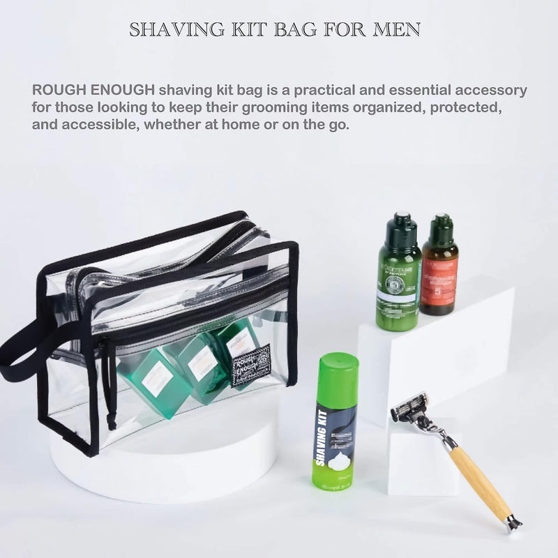 Rough Enough Clear Travel Toiletry Bag Cosmetic Bags Makeup Organizer Pouch for Women Men Bundle Set
