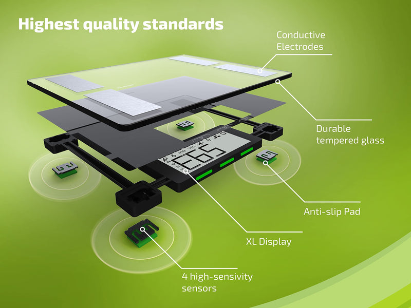 [Australia] - Soehnle Shape Sense Connect 50 with Bluetooth personal scales plus app, scales for BIA premium body analysis, body fat scales with large LCD display, black 