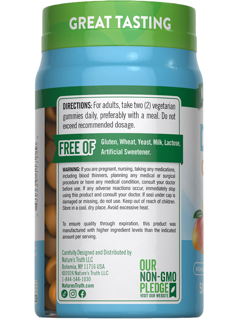 Nature's Truth Vitamin D3 + K2 Gummies | 50 Count | Peach Mango Flavor | Vegetarian, Non-GMO & Gluten Free Supplement 50 Count (Pack of 1)