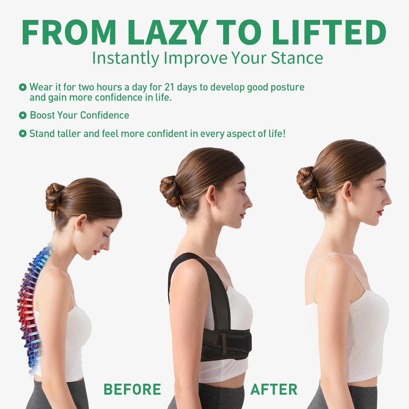 [Australia] - Posture Corrector for Women and Men ‚Äì Upgraded Back Straightener for Effective Lower Back Pain Relief, Back Brace for Hunchback, Scoliosis, and Better Posture Support(X-Large) X-Large black 