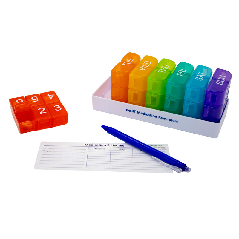 e-Pill 6 Times a Day 7 Day Weekly Pill Organizer – Large Capacity Rainbow Multicolor Pill Box for Vitamins & Medications