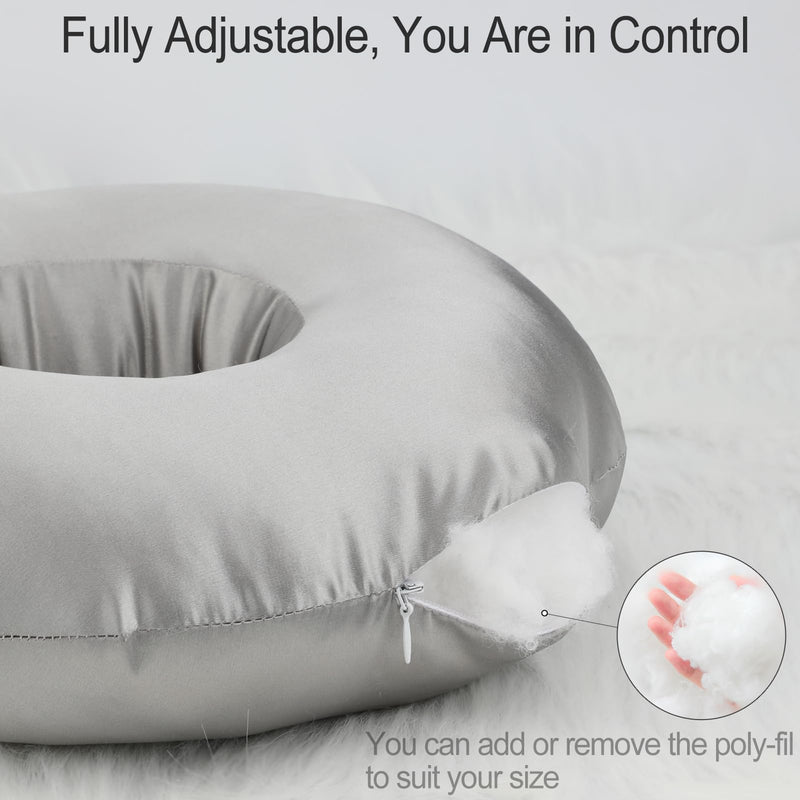 [Australia] - Silky Ear Piercing Pillows with Hole for Side Sleepers Donut Pillow Ear Pain Relief CNH Pressure Sore Ear Guard Satin Silver Gray Satin-silver Gray New-Satin 